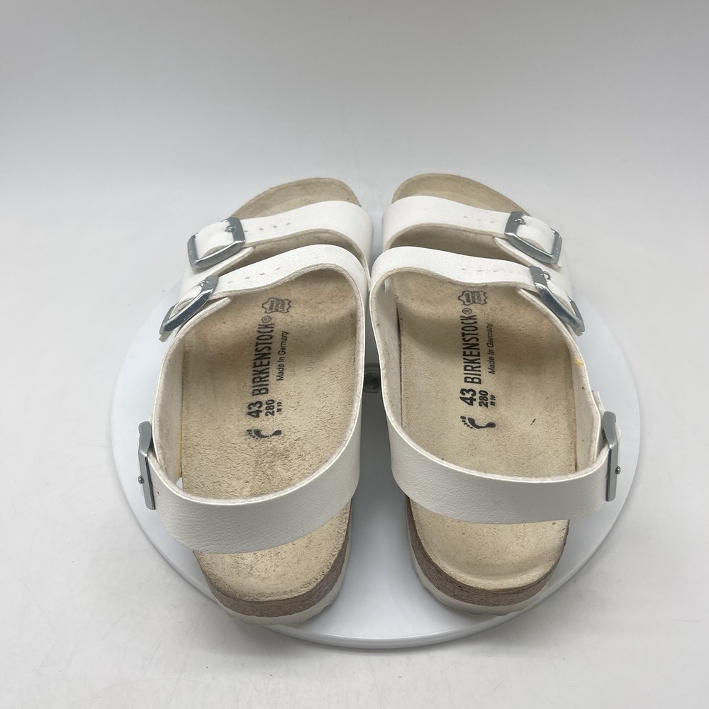 Birkenstock Milano Sandals Womens 12 Mens 10 EU 43 White Leather Comfort Shoes - Picture 4 of 11